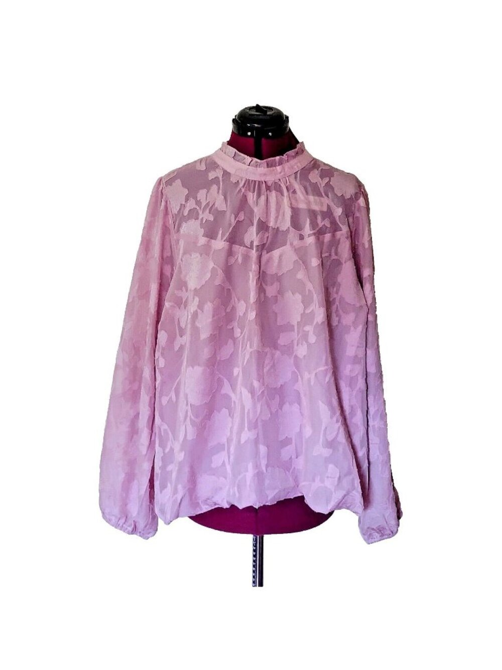 Torrid Womens Size 2X Blush Pink Floral Chiffon Blouse Clip Dot Bubble Hem 18/20